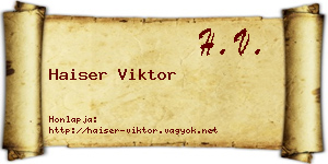 Haiser Viktor névjegykártya